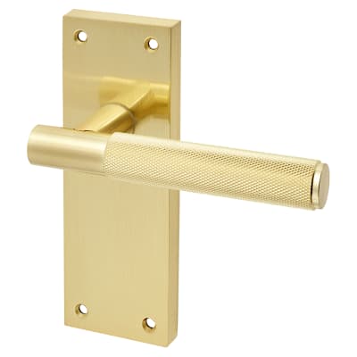 Altro Remi Knurled Latch Door Handle - 155 x 55mm - Satin Brass