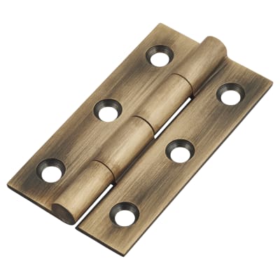 Solid Drawn Butt Cabinet Hinge - 50 x 28 x 1.45mm - Antique Brass - Pair