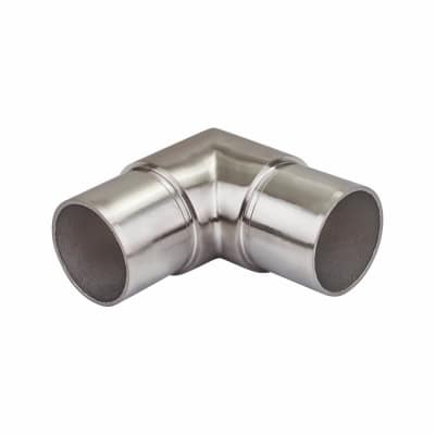 SWR Balustrade 90° Sharp Elbow Tube Connector - 304 Brushed Satin Stainless Steel