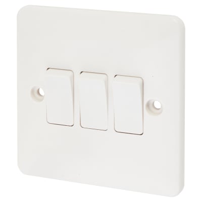 Touchpoint 10A 3 Gang 2 Way Light Switch - White