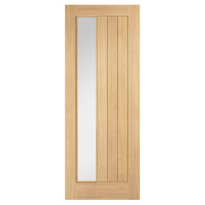 LPD Belize 1 Light Offset Clear Glazed Unfinished Solid Internal Door - 1981 x 838 x 35mm - Oak