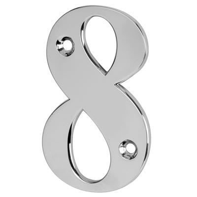 79mm Screw Fix Door Numeral - 8 - Bright Chrome