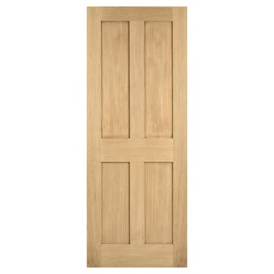 LPD London 4 Panel Unfinished Solid Internal Door - 1981 x 686 x 35mm - Oak