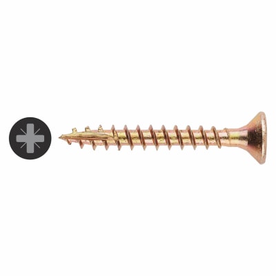 Vida All Purpose Pozi Countersunk Wood Screws - 3.5 x 30mm - Yellow Zinc - Pack of 200