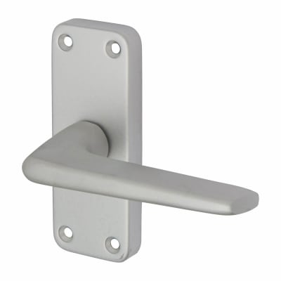 Touchpoint Lynx Latch Door Handle - Short Plate - 103 x 40mm - Satin Aluminium