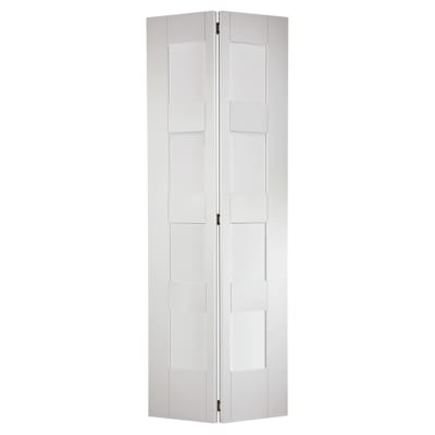 LPD Shaker 4 Light Clear Glazed Primed Solid Bi-Fold Internal Door - 1981 x 762 x 35mm - White