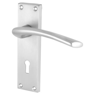 Touchpoint Satin Chrome Keyhole Lock Door Handle - Rimini Range - 151 x 42mm
