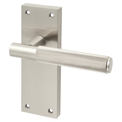 Altro Remi Knurled Latch Door Handle - 155 x 55mm - Satin Nickel