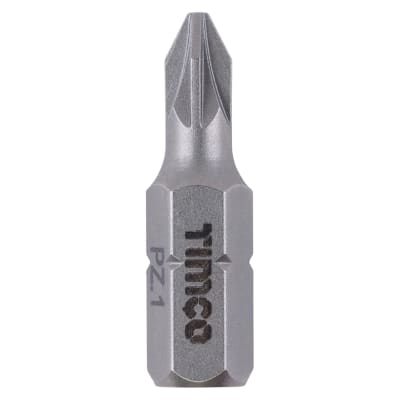 TIMCO Steel Driver Bits - Pozi - PZ1 - 25mm Length - Pack of 10