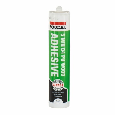 Soudal Trade 5min D4 PU Wood Adhesive Gel - 290ml - Clear