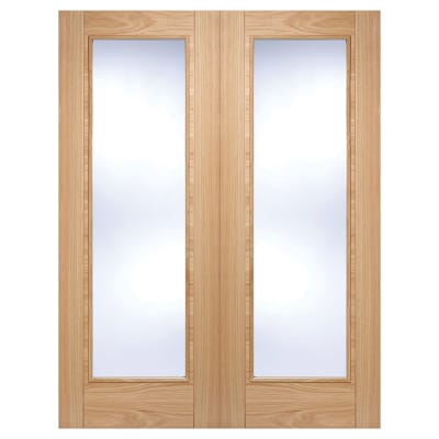 LPD Vancouver Clear Glazed Pre-Finished Internal French Doors - 1981 x 1067 x 40mm - Oak
