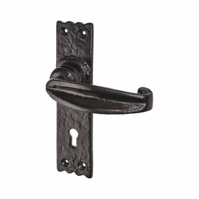 Elan Tudor Lock Door Handle - Keyhole - 152 x 38mm - Metalized Antique Black Iron