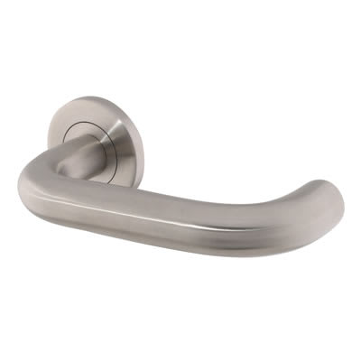 Hampstead Satin Stainless Steel 19mm Return to Door Handles on Round Rose
