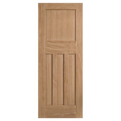 LPD DX 30's 4 Panel Unfinished Solid Internal Fire Door - 2032 x 813 x 44mm - Oak