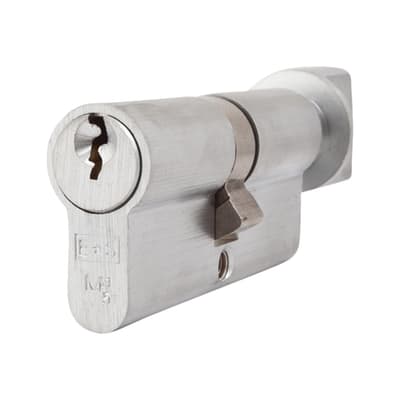 Eurospec 5 Pin 70mm Euro Thumbturn Cylinder - 35mm Turn + 35mm - Satin Chrome - Keyed to Differ