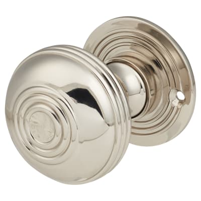 Hampstead Georgian Ringed Mortice/Rim Door Knob - 50mm Rose Diameter - Polished Nickel