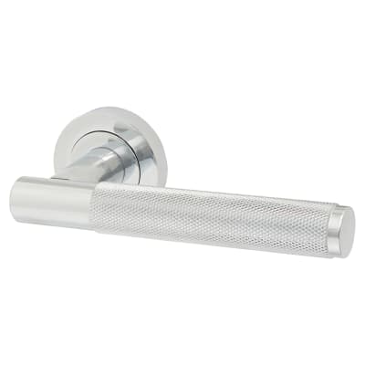 Jedo by Frelan Bari Knurled Door Handle on Rose - Polished Chrome