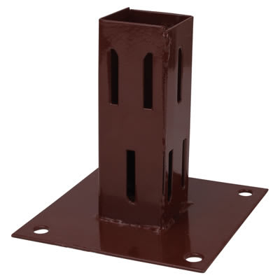 Powapost Fence Post Bolt Down Shoe - Easy Grip - 100 x 100mm - Brown Powder Coated