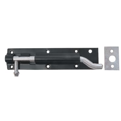 Tower Gate Bolt - Necked - 160mm Length - Black Japanned
