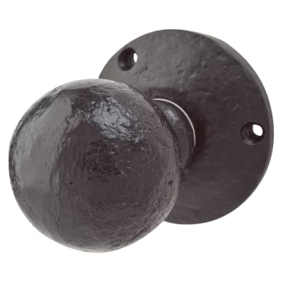 Touchpoint Ringed Mortice Door Knob - Black Nickel, IronmongeryDirect