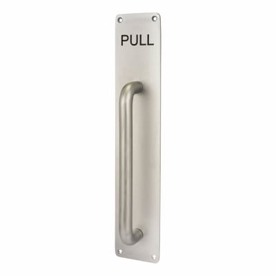 Altro D-Bar Door Pull Handle on Plate - PULL - Screw Fix - 375 x 75 x 3mm - Satin Aluminium