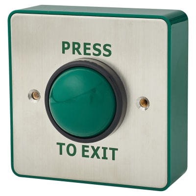 Press to Exit Green Dome Button - IP65 - 89 x 89 x 50mm - Single Pole