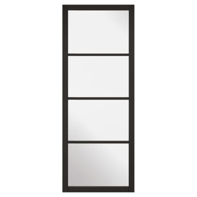 LPD Soho 4 Light Clear Glazed Pre-Finished Solid Internal Door - 1981 x 762 x 35mm - Black