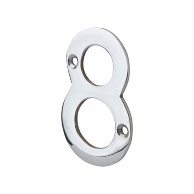 76mm Screw Fix Door Numeral - 8 - Polished Chrome