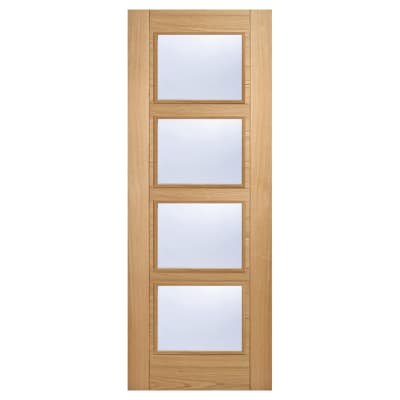 LPD Vancouver 4 Light Clear Glazed Pre-Finished Solid Internal Door - 2040 x 826 x 40mm - Oak