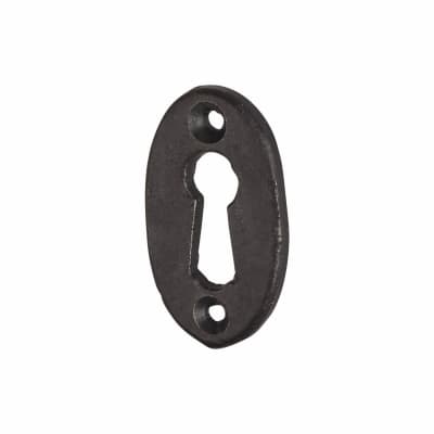 Olde Forge Oval Escutcheon - 47 x 29mm - Keyhole - Antique Black Iron
