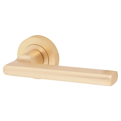 Jedo by Frelan Jet Door Handle on Rose - Satin Brass
