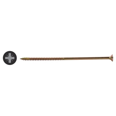Vida All Purpose Pozi Countersunk Wood Screws - 5.0 x 90mm - Yellow Zinc - Pack of 100