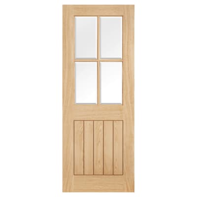 LPD Belize 4 Light Clear Bevelled Glazed Unfinished Solid Internal Door - 1981 x 686 x 35mm - Oak