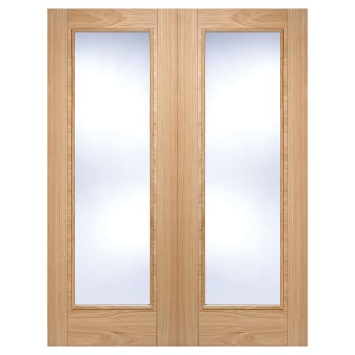 LPD Vancouver Clear Glazed Pre-Finished Internal French Doors - 1981 x 1168 x 40mm - Oak