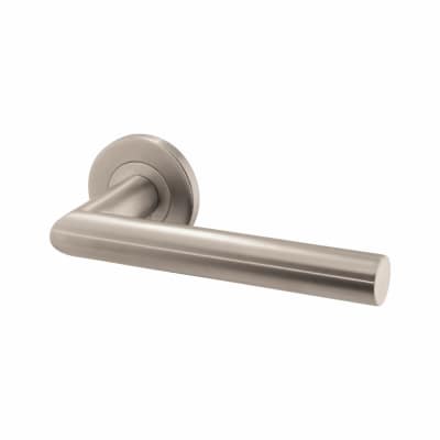 Altro 22mm Mitre Lever Door Handle On Rose Satin Stainless Steel