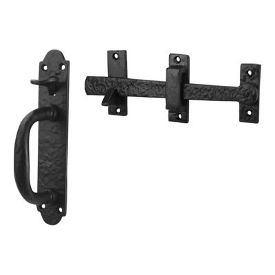 Elden Lakeland Thumb Latch Set Antique Black Iron