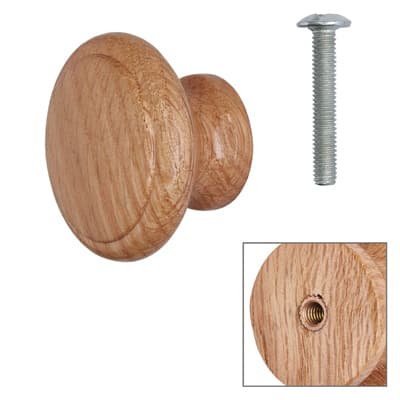 Cabinet Knob Light Oak Lacquered With Bolt Insert 35mm