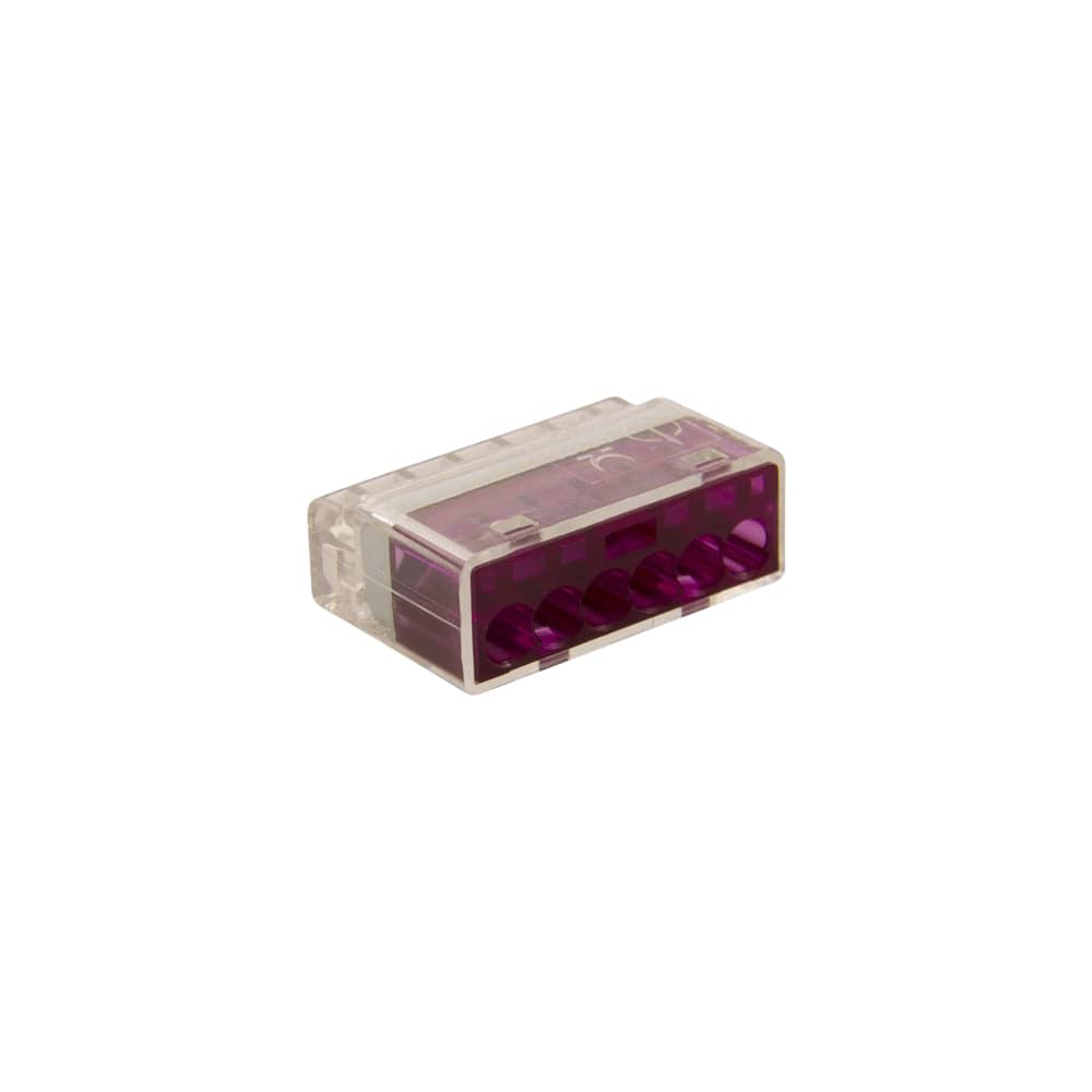 Unicrimp 24A 450V 6 Port Push In Wire Connector Purple/Transparent