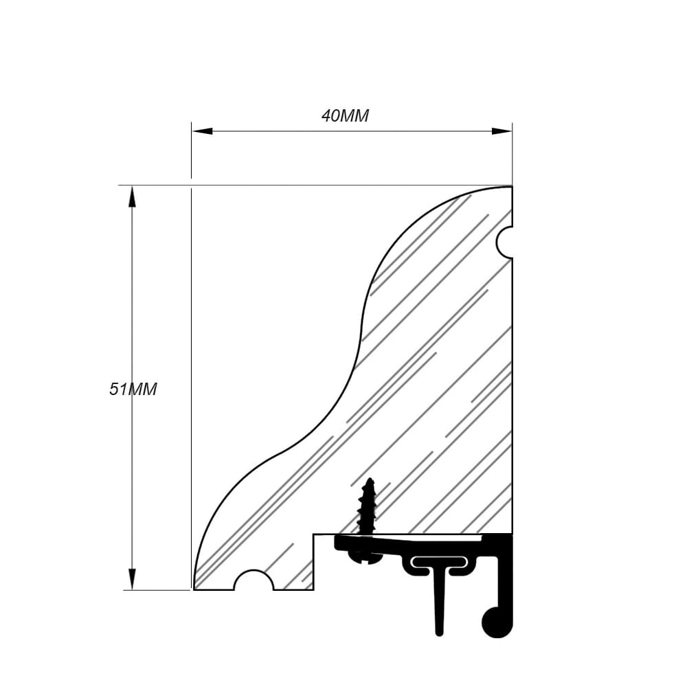 Sealmaster Cyclone Seal - 1000mm Length - WFH Weatherboard - Inward Opening Doors - Oak