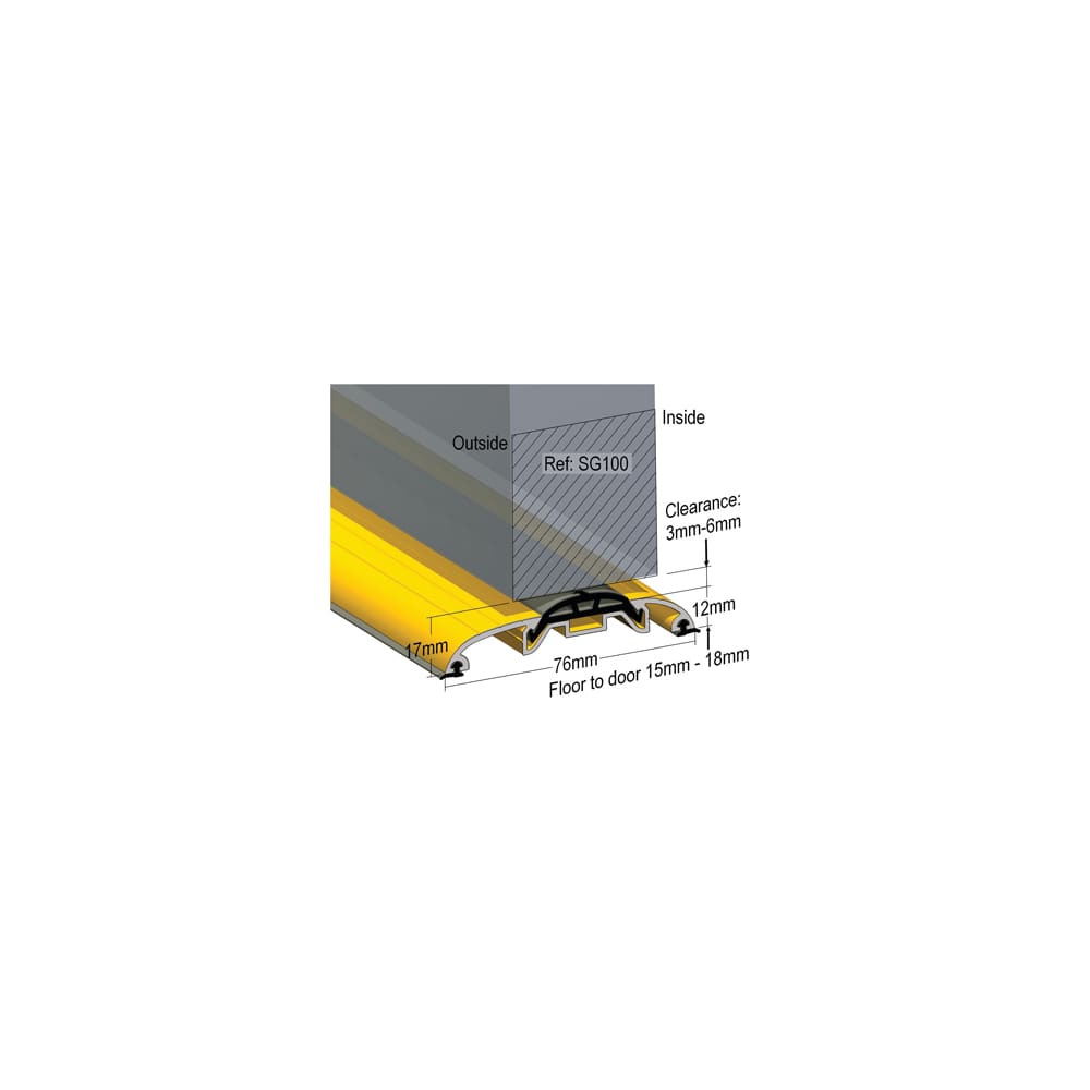 Stormguard SG100 Threshold - 1219mm Length - Inward/Outward Opening Doors - Mill Silver