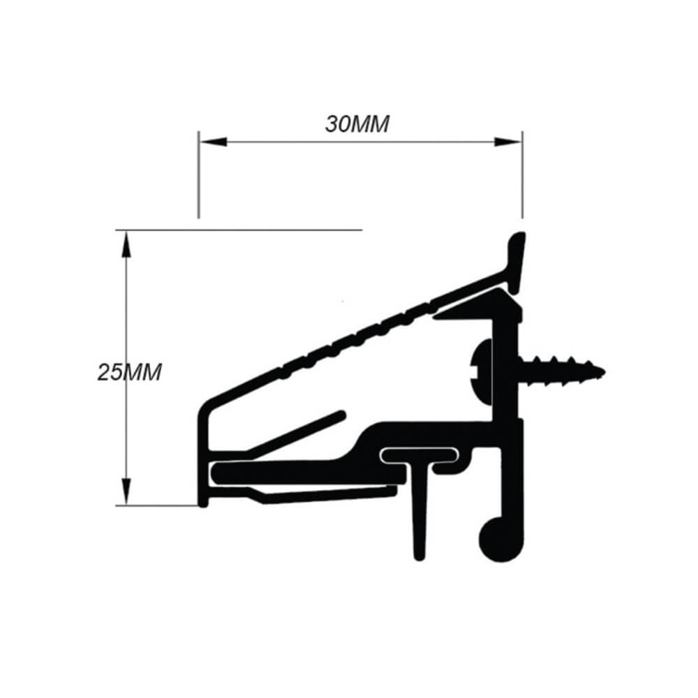 Sealmaster Cyclone Seal - 1000mm Length - WDS Weatherboard - Inward Opening Doors - Silver