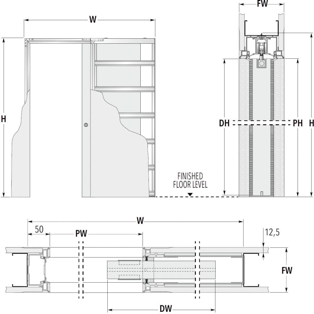 Eclisse Syntesis Single Door Kit - 100mm Finished Wall Thickness - 826 x 2040mm Door Size