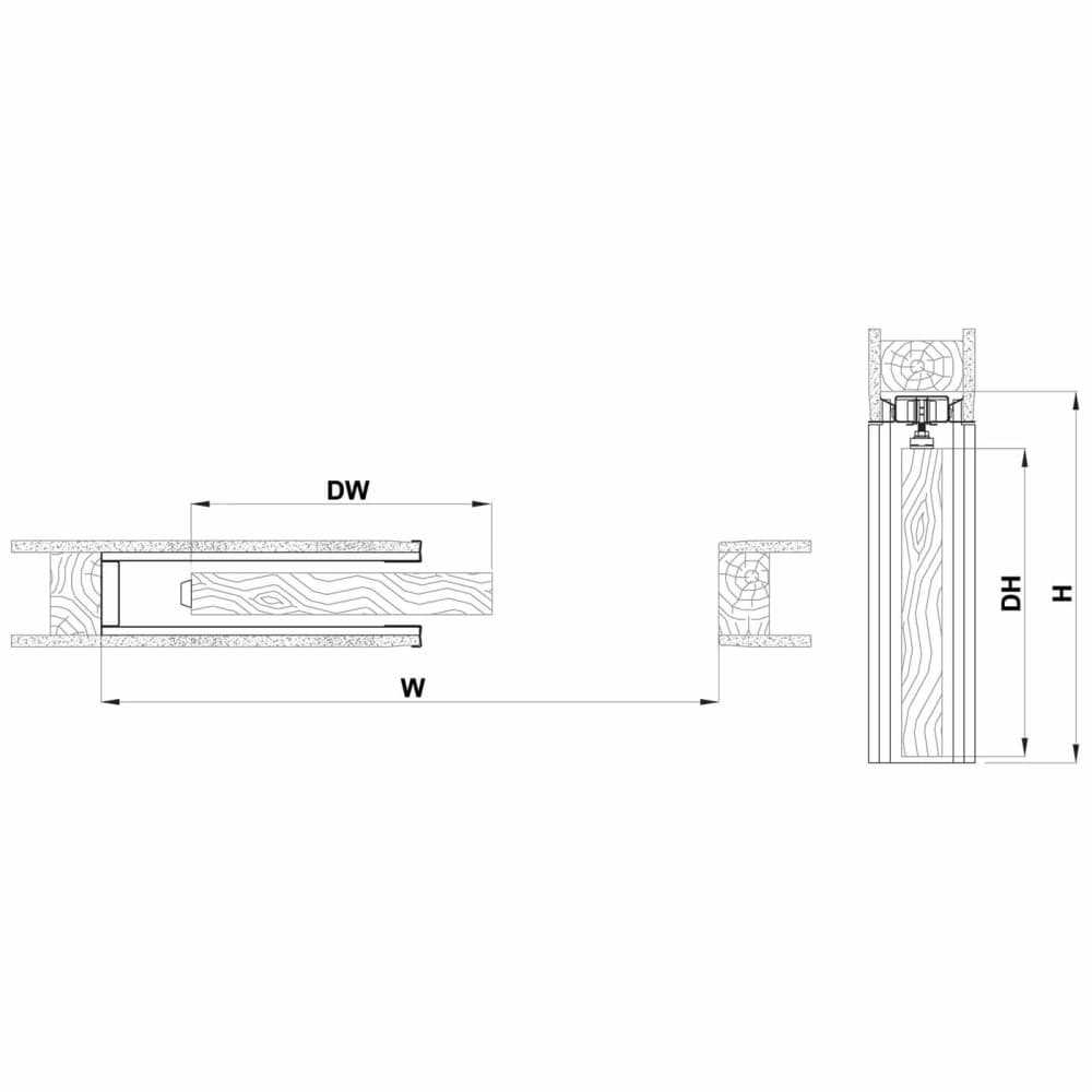 Rocket Door Frames Pocket Door Kit - 115mm Finished Wall Thickness - 686 x 1981mm Door Size