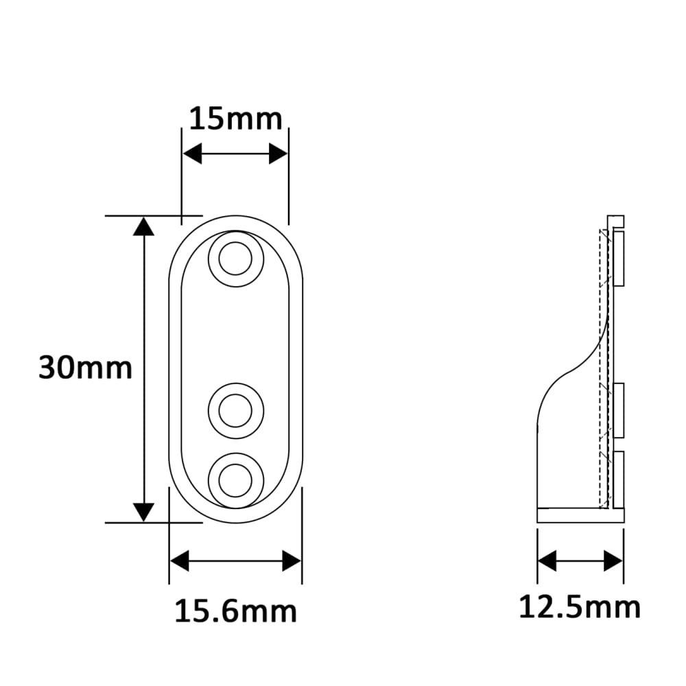 Rothley 32 x 15mm Oval Tube Hanging Rail End Socket - Polished Chrome - Pack of 10