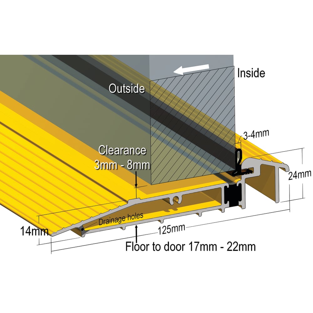 Stormguard Proline AM5EX Outward Threshold - 1000mm Length - Outward Opening Doors - Gold Anodised