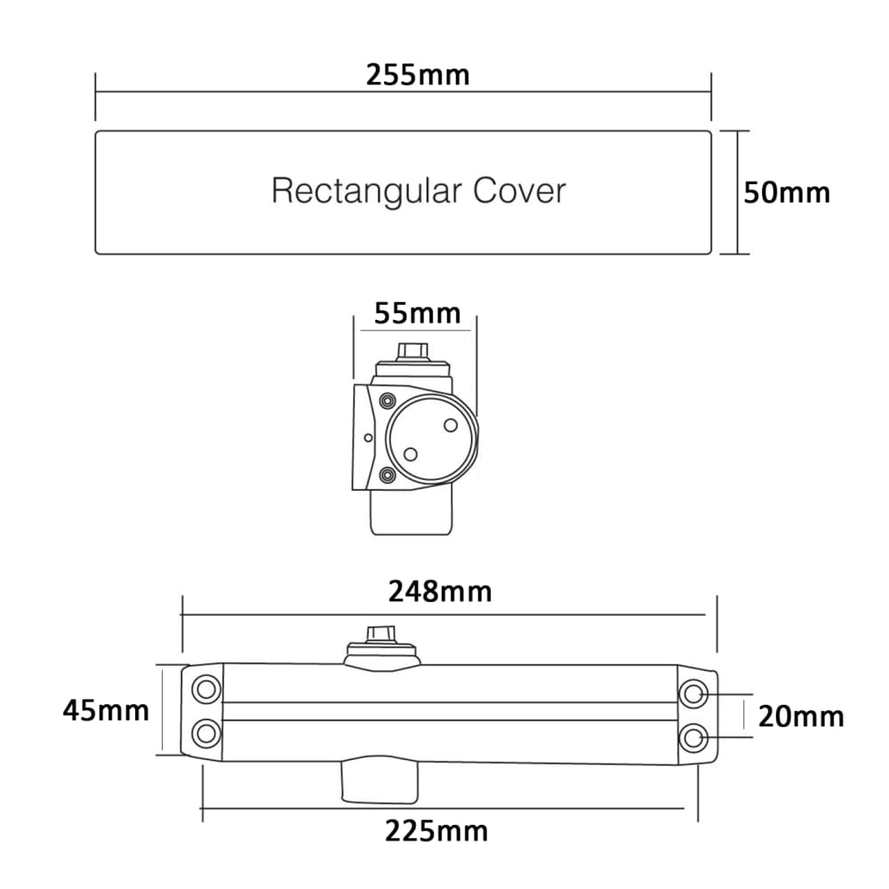 Arrone AR3500 Fire Door Closer - Power Size 2-4 - Push/Pull Mounting - Silver