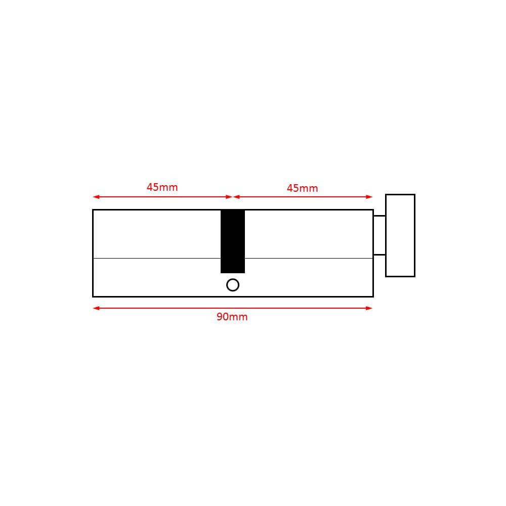 Yale 1 Star 6 Pin Kitemarked 90mm Euro Thumbturn Cylinder - 45mm Turn + 45mm - Polished Nickel 