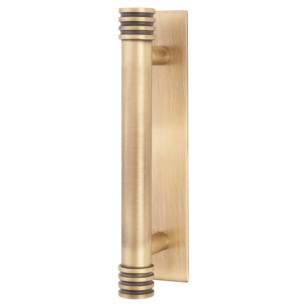  Frelan Hoxton Sturt Cabinet Handle on Fanshaw Backplate - 96mm Centres - Antique Brass