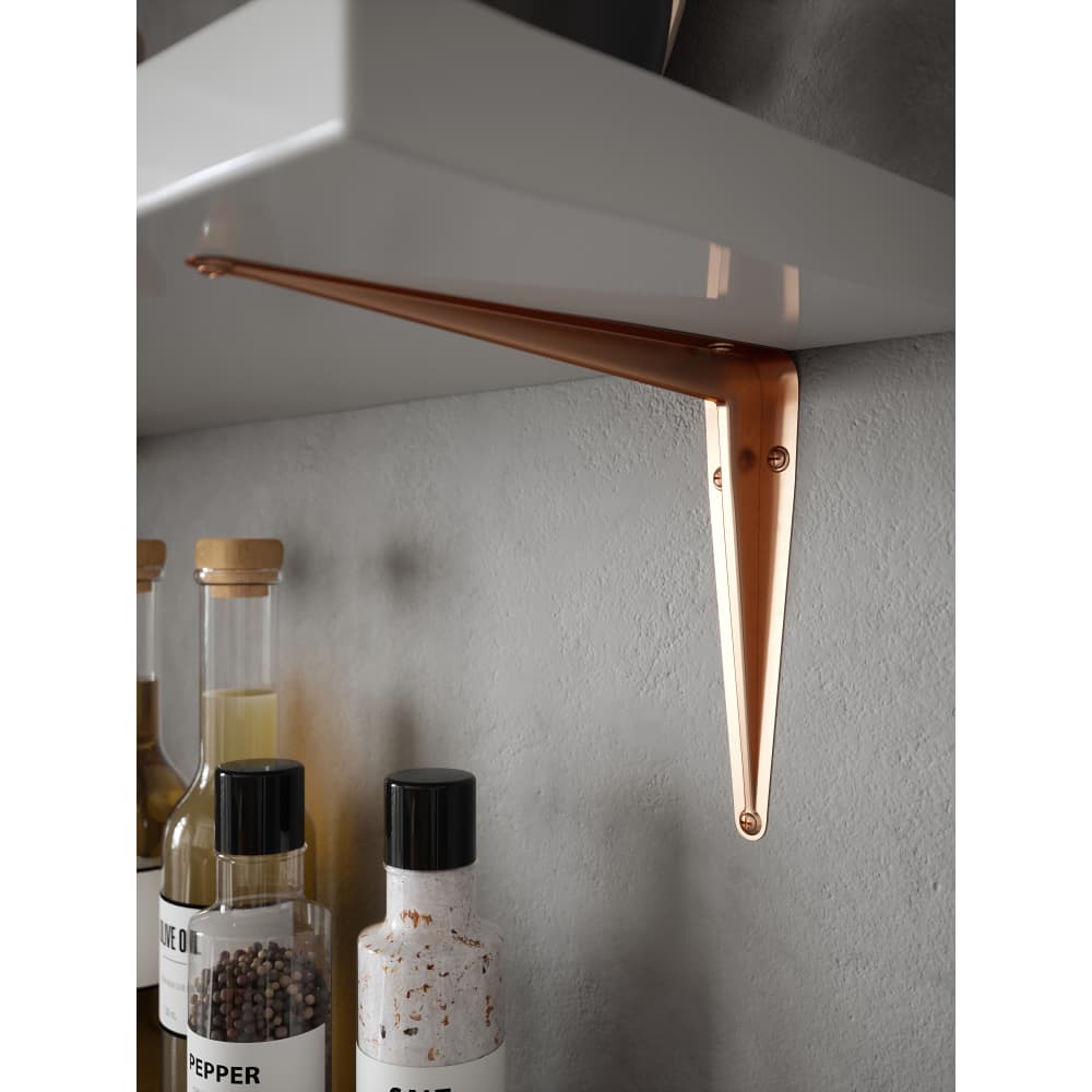 Rothley London Pattern Shelf Bracket - 300 x 250mm - Polished Copper