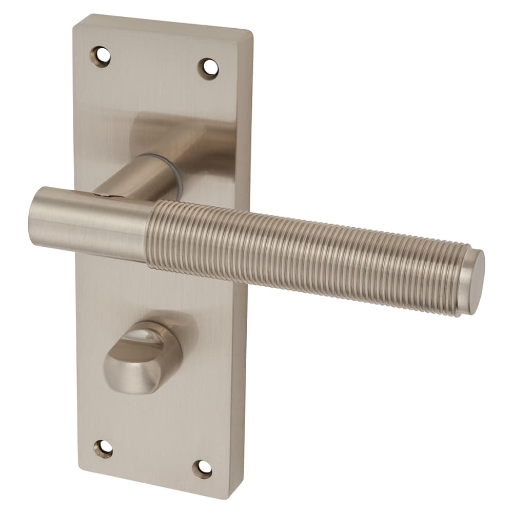 Altro Lily Reeded Bathroom Door Handle - 155 x 55mm - Satin Nickel